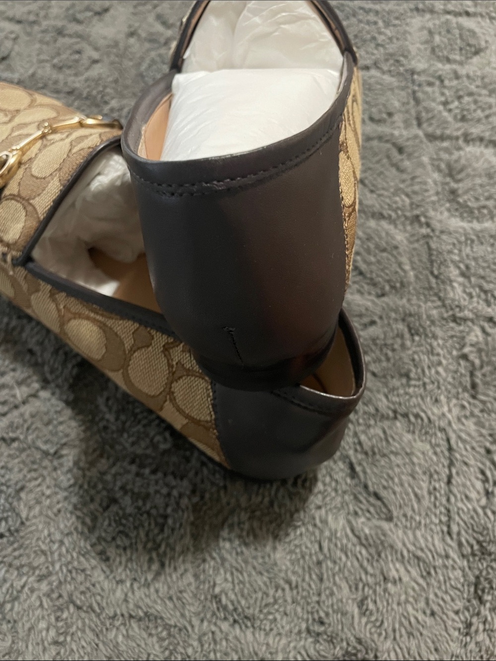 Coach Haley Khaki Signature Canvas Horsebit Loafers with Gold Hardware - Picture 4 of 6